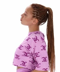 JUICY COUTURE ORCHID PINK CROPPED MONOGRAM BOYFRIEND TEE TOPS