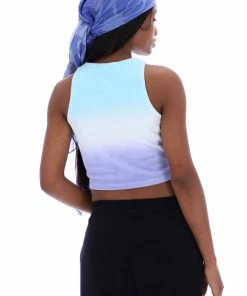 JUICY COUTURE AQUA OMBRE VELOUR CROP TOP SPRING SUMMER '22 COLLECTION