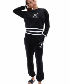 JUICY COUTURE BLACK VELOUR BOYFRIEND JOGGER TRACKSUITS