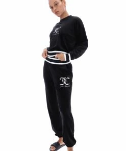JUICY COUTURE BLACK VELOUR BOYFRIEND JOGGER TRACKSUITS