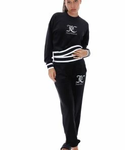 JUICY COUTURE BLACK VELOUR BOYFRIEND JOGGER TRACKSUITS