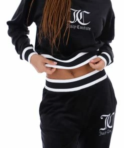 JUICY COUTURE BLACK VELOUR BOYFRIEND JOGGER TRACKSUITS