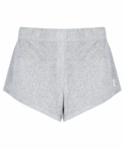 JUICY COUTURE BOTTOMS SILVER MARL RIBBED VELOUR SHORTS