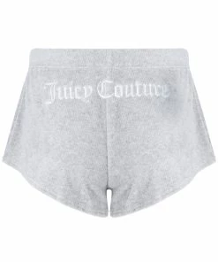 JUICY COUTURE BOTTOMS SILVER MARL RIBBED VELOUR SHORTS