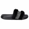 JUICY COUTURE BLACK FAUX FUR DIAMANTE SLIDERS
