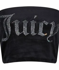 JUICY COUTURE TOPS BLACK VELOUR DIAMANTE BANDEAU