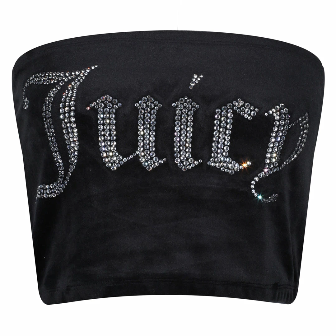 JUICY COUTURE TOPS BLACK VELOUR DIAMANTE BANDEAU