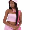 JUICY COUTURE SPRING SUMMER '22 COLLECTION PINK PETAL VELOUR DIAMANTE BANDEAU