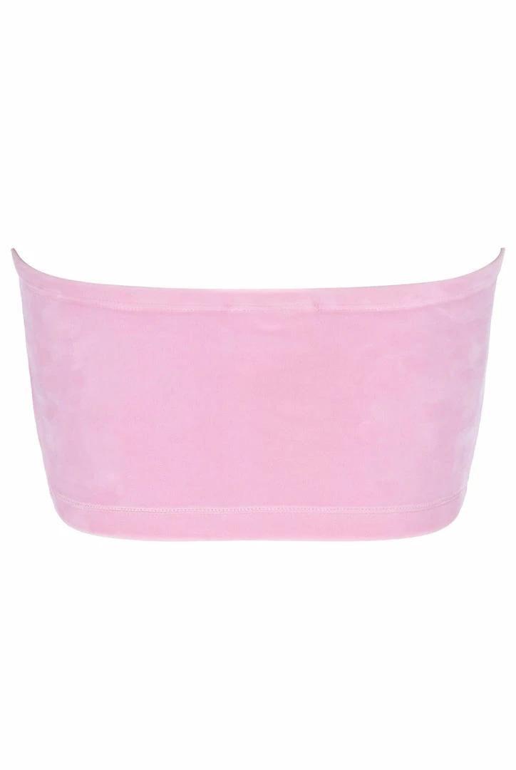 JUICY COUTURE SPRING SUMMER '22 COLLECTION PINK PETAL VELOUR DIAMANTE BANDEAU