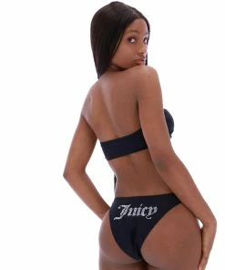 JUICY COUTURE BLACK DIAMANTE BANDEAU BIKINI SET SPRING SUMMER '22 COLLECTION