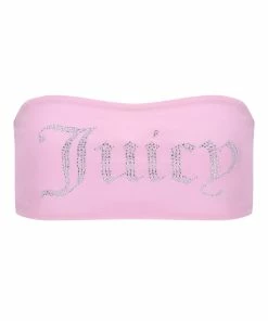 JUICY COUTURE SPRING SUMMER'22 COLLECTION PINK PETAL DIAMANTE BANDEAU BIKINI SET