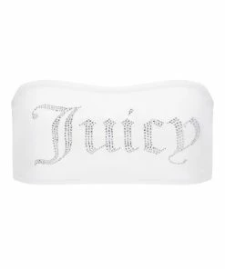 JUICY COUTURE WHITE DIAMANTE BANDEAU BIKINI SET