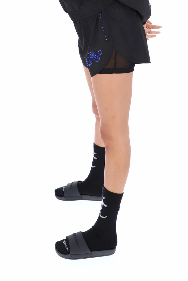 JUICY COUTURE BLACK EMBOSSED SLIDERS