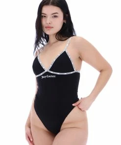 JUICY COUTURE BLACK ELASTIC TRIM BODYSUIT TOPS