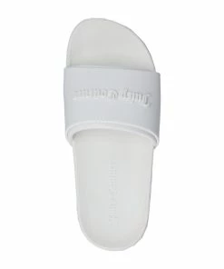 JUICY COUTURE SPRING SUMMER'22 COLLECTION WHITE EMBOSSED SLIDERS