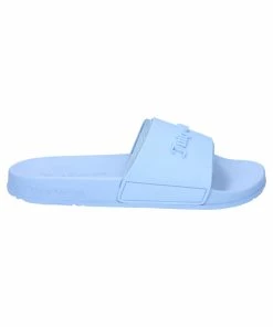 JUICY COUTURE SPRING SUMMER '22 COLLECTION POWDER BLUE EMBOSSED SLIDERS