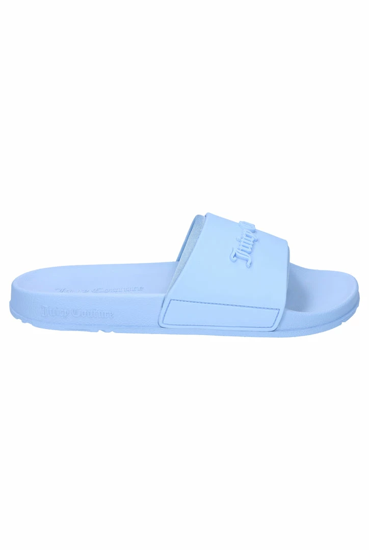 JUICY COUTURE SPRING SUMMER '22 COLLECTION POWDER BLUE EMBOSSED SLIDERS