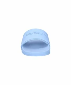 JUICY COUTURE SPRING SUMMER '22 COLLECTION POWDER BLUE EMBOSSED SLIDERS