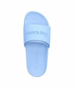 JUICY COUTURE SPRING SUMMER'22 COLLECTION POWDER BLUE EMBOSSED SLIDERS