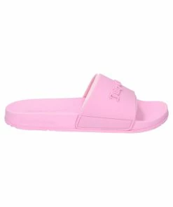 JUICY COUTURE PINK PETAL EMBOSSED SLIDERS
