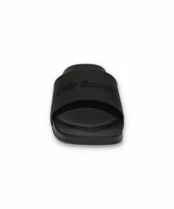 JUICY COUTURE BLACK EMBOSSED SLIDERS