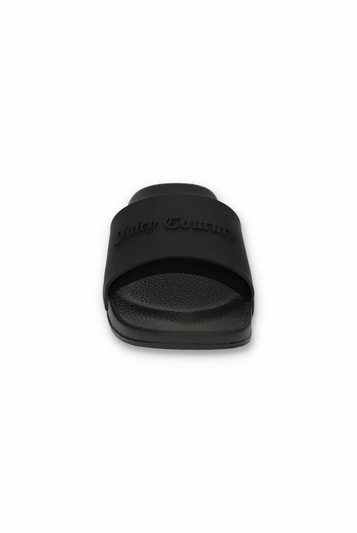 JUICY COUTURE BLACK EMBOSSED SLIDERS