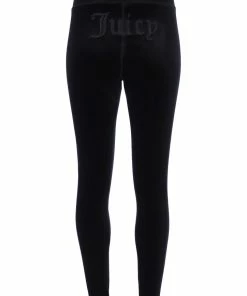 JUICY COUTURE BLACK VELVET EMBROIDERED SPORTS LEGGINGS
