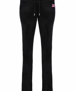 JUICY COUTURE NEW IN BLACK JUICY BUBBLE LOW RISE FLARED JOGGER