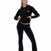 JUICY COUTURE NEW IN BLACK JUICY BUBBLE LOW RISE FLARED JOGGER