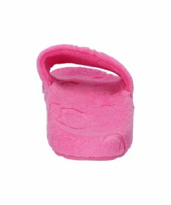JUICY COUTURE FLURO PINK MONOGRAM JACQUARD TOWELLING SLIDERS