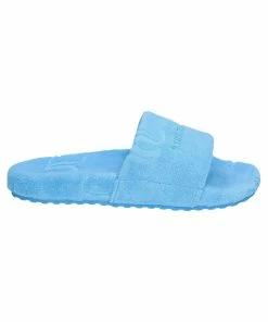 JUICY COUTURE AQUA MONOGRAM JACQUARD TOWELLING SLIDERS