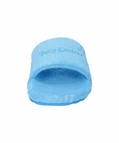 JUICY COUTURE AQUA MONOGRAM JACQUARD TOWELLING SLIDERS