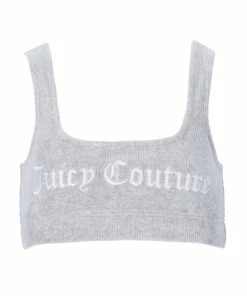 JUICY COUTURE SILVER MARL RIBBED VELOUR LOUNGE BRALETTE