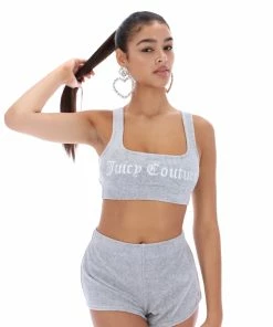 JUICY COUTURE SILVER MARL RIBBED VELOUR LOUNGE BRALETTE
