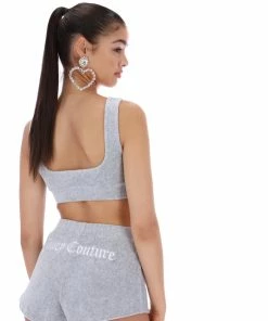 JUICY COUTURE BOTTOMS SILVER MARL RIBBED VELOUR SHORTS