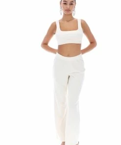 JUICY COUTURE CREAM RIBBED VELOUR LOUNGE BRALETTE