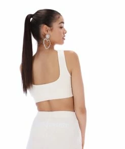 JUICY COUTURE CREAM RIBBED VELOUR LOUNGE BRALETTE