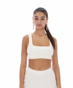 JUICY COUTURE CREAM RIBBED VELOUR LOUNGE BRALETTE