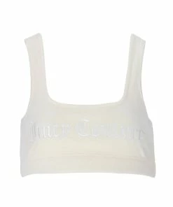 JUICY COUTURE CREAM RIBBED VELOUR LOUNGE BRALETTE