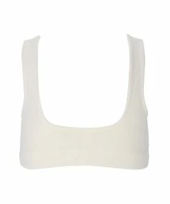 JUICY COUTURE CREAM RIBBED VELOUR LOUNGE BRALETTE