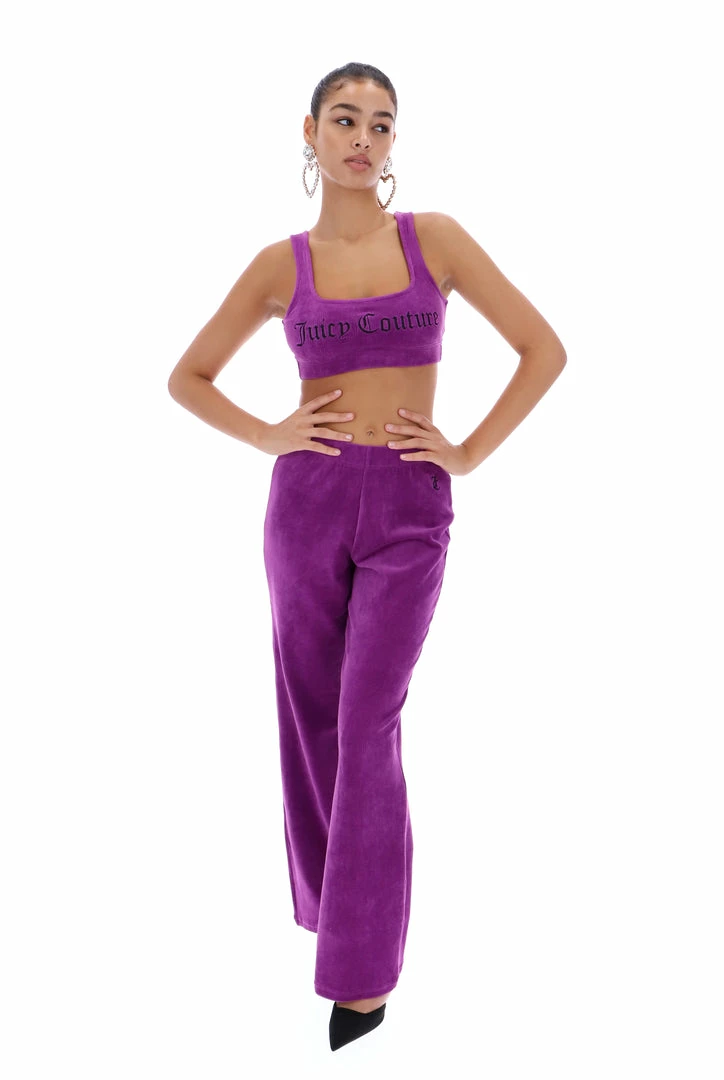 JUICY COUTURE TRACKSUITS PURPLE RIBBED VELOUR BRALETTE