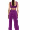 JUICY COUTURE TRACKSUITS PURPLE RIB VELOUR WIDE LEG BOTTOMS
