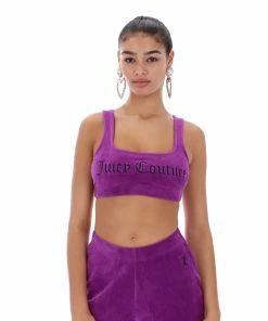 JUICY COUTURE TRACKSUITS PURPLE RIBBED VELOUR BRALETTE