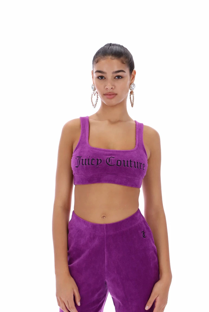 JUICY COUTURE TRACKSUITS PURPLE RIBBED VELOUR BRALETTE