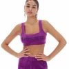 JUICY COUTURE TRACKSUITS PURPLE RIBBED VELOUR BRALETTE