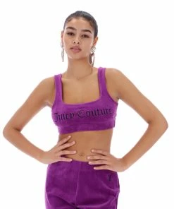 JUICY COUTURE TRACKSUITS PURPLE RIBBED VELOUR BRALETTE