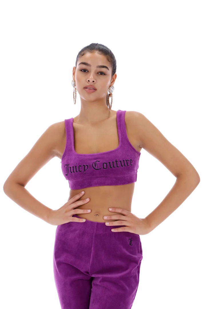 JUICY COUTURE TRACKSUITS PURPLE RIBBED VELOUR BRALETTE