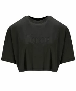 JUICY COUTURE BLACK LOGO CROPPED T-SHIRT