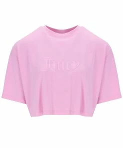 JUICY COUTURE PINK PETAL LOGO CROPPED T-SHIRT