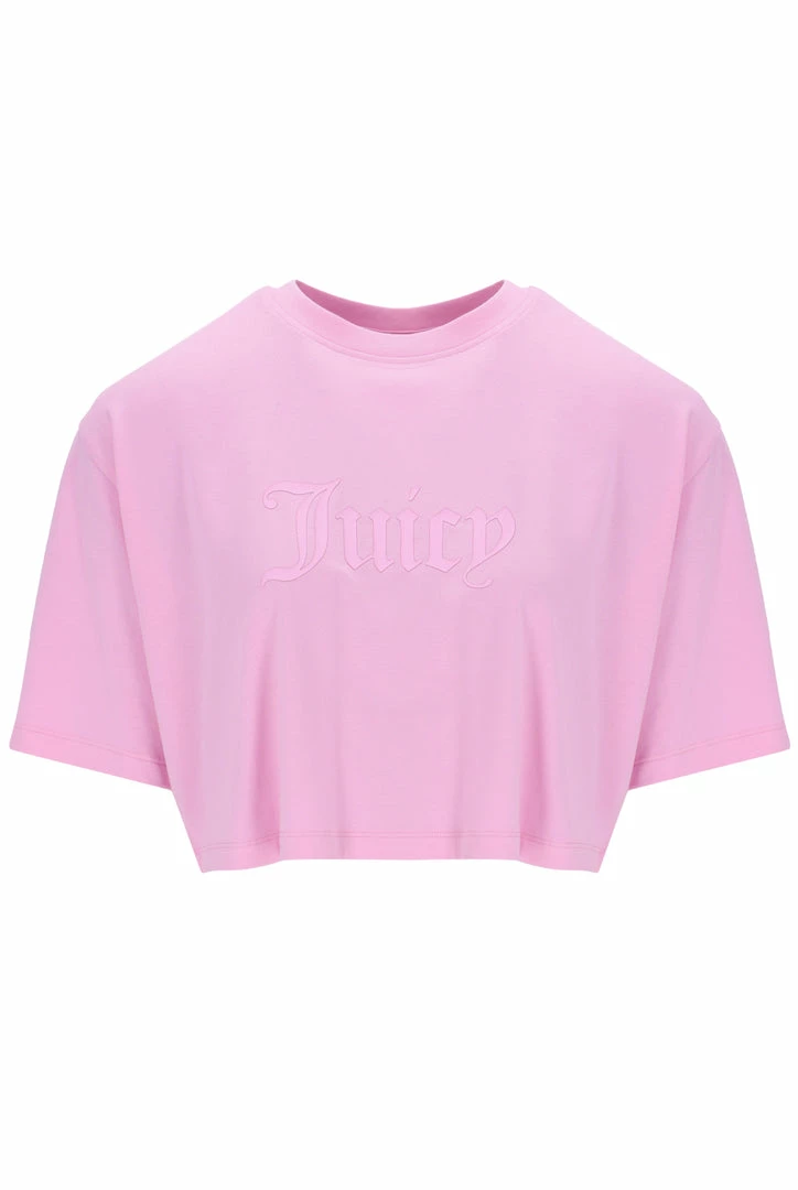 JUICY COUTURE PINK PETAL LOGO CROPPED T-SHIRT